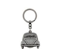 BRISA VW Collection - Volkswagen Metal Keyring with Shopping Cart Chip Keychain Accessory Keyholder in Beetle Bug Design (Silver)