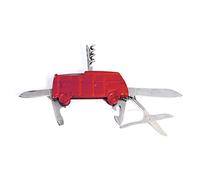BRISA VW Collection - Volkswagen Multifunctional 3D Pocket Knife, File, Scissors, Bottle & Can Opener, Corkscrew in T1 Bus Design (Classic Bus/Red)