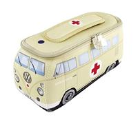 BRISA VW Collection - Volkswagen Neoprene Universal Makeup Cosmetics Toiletry Travel Pharmacy Bag in T1 Bus Design (Ambulance/Beige/Large)