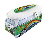 BRISA VW Collection - Volkswagen Neoprene Universal Makeup Cosmetics Toiletry Travel Pharmacy Bag in T1 Bus Design (Peace/Green/Large)