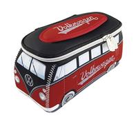 BRISA VW Collection - Volkswagen Neoprene Universal Makeup Cosmetics Toiletry Travel Pharmacy Bag in T1 Bus Design (Red/Black/Small)