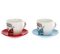 BRISA VW Collection - Volkswagen New Bone Espresso Cups Coffee-Tea-Cappuccino Set in T1 Bus Campervan Design (Bus Front/2 Colors/2-Piece Set/100ml/3.4 fl oz)