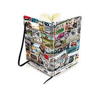 BRISA VW Collection - Volkswagen Notebook-Diary-Writing Book, Lined with Hardcover Binding in T1 bus, Beetle, GTI Design DIN A5 (T1 Bus/Stamps)