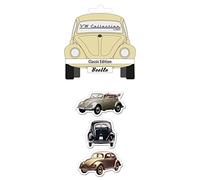 BRISA VW Collection - Volkswagen Refrigerator Office Pinboard Magnets with Beetle Motifs (3-Piece Set/Final/Beige)