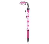 BRISA VW Collection - Volkswagen Retractable Ballpoint Pen with Beetle Bug Charm, good grip, Black, Medium Point (Love That Bug/Pink)