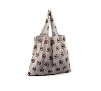BRISA VW Collection - Volkswagen Reusable Polyester Shopping Bag Grocery Sack with T1 Bus Campervan Motif (Vintage Logo/Gray)
