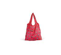 BRISA VW Collection - Volkswagen Reusable Polyester Shopping Bag Grocery Sack with T1 Bus Campervan Motif (Vintage Logo/Red)
