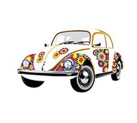BRISA VW Collection Volkswagen Selfadhesive Wall Tattoo Sticker Decoration Poster with T1 Bus Campervan Design (Beetle/Flower)
