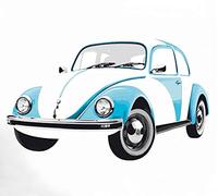BRISA VW Collection Volkswagen Selfadhesive Wall Tattoo Sticker Decoration Poster with T1 Bus Campervan Design (Beetle/Blue)