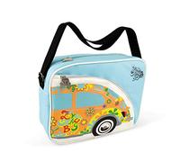 BRISA VW Collection - Volkswagen Shoulder Travel Messenger Bag with Beetle Bug Motif (Light Blue/Flower)