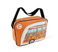 BRISA VW Collection - Volkswagen Shoulder Travel Messenger Bag with VW T1 Bus Campervan Motif (Circles/Orange)