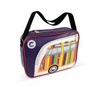 BRISA VW Collection - Volkswagen Shoulder Travel Messenger Bag with VW T1 Bus Campervan Motif (Stripes/Purple)