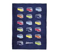 BRISA VW Collection - Volkswagen Soft Cuddly fluffy Fleece Blanket throw in T1 Bus & Beetle Design (150x200 cm/59x78.7 in.) (Bus/Parade/Blue)