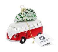 BRISA VW Collection - Volkswagen T1 Samba Bus Christmas ornaments & decorations made of glass in gift box (Red with tree)