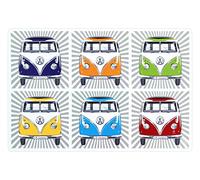 BRISA VW Collection - Volkswagen Table Mats Place Mats Washable 4-Piece Sets in T1 Bus Design (Samba Stripes Colorful/4-Piece Set)