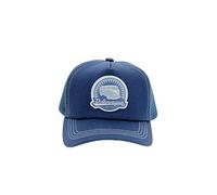 BRISA VW Collection - Volkswagen Trucker Mesh Cap Hat Headwear with T1 Bus Design One Size (Legendary/Blue)