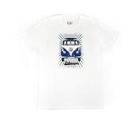 BRISA VW Collection - Volkswagen Unisex Short Sleeve T-Shirt with T1 Bus Campervan Motif in Cotton (Samba Stripes/Blue & White/Size L)