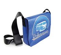 BRISA VW Collection - Volkswagen Vintage Outdoor Shoulder Messenger Bag made of Tarpaulin in T1 Bus Design (Large/Vintage/Blue)