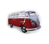 BRISA VW Collection - Volkswagen Wall Workshop Clock Timepiece in T1 Bus Campervan Design (Classic Bus/Red)