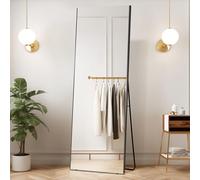 brisafe 180 x 60 cm Full Length Mirror, Large Free Standing Mirrors with Stand, Ultra Light Shatterproof Floor Full Body Mirror Hanging Wall Mounted for Home Gym, Bedroom, Living Room, Black