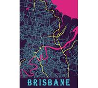 Brisbane: 6x9 Lined Journal | Memory Book | Travel Journal | Diary To Record Your Thoughts | Graduation Gift | Teacher Gifts | Neon Map | For People Who Love To Travel | Brisbane Australia