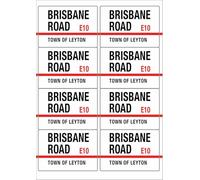Brisbane Road E10 Leyton Road Sign Rectangular Matt Paper Stickers A4 Sheet of 8 (Each Sticker is 99mm x 68mm)
