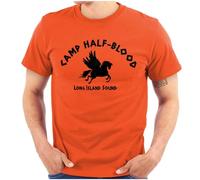 Brisco Brands Camp Half Blood Greek Mythology Movie Gym T Shirt Tee - Orange - Large