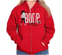 Brisco Brands Love Betty Boop Hugs and Kisses Zip Hoodie Sweatshirt Women, Red, M