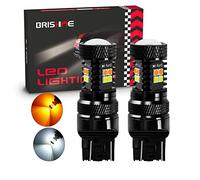 BRISHINE 7443 Switchback LED Bulbs Extremely Bright 3030 Chipsets Xenon White/Amber Yellow 7444 992 W21W T20 LED Light Bulbs with Projector for Turn Signal Lights(Pack of 2)
