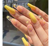 Brishow Butterfly Ballerina Shimmery Yellow Full Cover False Nails, 24pcs (1 count)