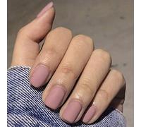 Brishow Coffin False Nails Natural Short Fake Nails Pink Matte Press on Nails Stick on Nails Ballerina Acrylic Full Cover 24pcs for Women and Girls