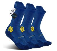 BRISIRA Coolmax Bamboo Viscose Compression Running Socks Men Women 3 Pack Crew Sport Sock for Hiking Walking Cycling Work with Cushion, Anti Blister & Odor, Moisture Wicking, Ankle & Arch Support