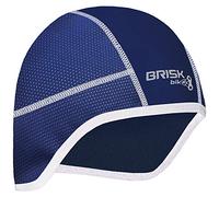 Brisk Bike Cycling Cap Helmet Liner Breathable Stretch Skull Cap with Fleece Lining, Seamless Stitching, Ear Cover, Sweat Wicking Under Helmet Cap for Cycling, Motorcycle, Running (Navy Blue)