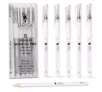Brisk Learner 5 White Gel Pen - 5 Tip Sizes 0.5, 0.7, 0.8, 1.0, 1.2mm for Art, Drawing, Journaling, Watercolor, Black Paper - White Graffiti Ink for Artists - Free White Pencil
