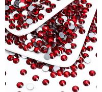 Briskbloom 1440PCS SS10 Crystal Glass Flatback Rhinestones, Round Flat Back Crystal Gems for Nail Art and Craft Clothes, Glue Fix Diamond Stones Siam/Dark Red (2.7-2.8mm)