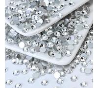 Briskbloom 1440PCS SS10 Flatback Rhinestones, Glass Flat Back Crystal Gems for Nail Art and Craft Clothes, Glue Fix Crystal Clear/White Diamond Stones (2.7-2.8mm)