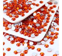 Briskbloom 1440PCS SS12 Crystal Glass Flatback Rhinestones, Round Flat Back Crystal Gems for Nail Art and Craft Clothes, Glue Fix Diamond Stones Hyacinth/Orange Red (2.9-3.0mm)