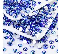 Briskbloom 1440PCS SS12 Crystal Glass Flatback Rhinestones, Round Flat Back Crystal Gems for Nail Art and Craft Clothes, Glue Fix Diamond Stones Sapphire/Royal Blue AB (2.9-3.0mm)