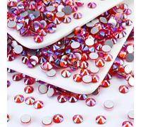 Briskbloom 1440PCS SS16 Crystal Glass Flatback Rhinestones, Round Flat Back Crystal Gems for Nail Art and Craft Clothes, Glue Fix Diamond Stones Hyacinth/Orange Red AB (3.8-4.0mm)