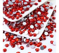 Briskbloom 1440PCS SS20 Crystal Glass Flatback Rhinestones, Round Flat Back Crystal Gems for Nail Art and Craft Clothes, Glue Fix Diamond Stones LT.Siam/Light Red (4.6-4.8mm)