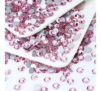Briskbloom 1440PCS SS20 Crystal Glass Flatback Rhinestones, Round Flat Back Crystal Gems for Nail Art and Craft Clothes, Glue Fix Diamond Stones Light Pink (4.6-4.8mm)