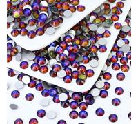 Briskbloom 1440PCS SS3 Crystal Glass Flatback Rhinestones, Round Flat Back Crystal Gems for Nail Art and Craft Clothes, Glue Fix Diamond Stones Blue Flame (1.3-1.4mm)