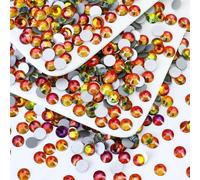 Briskbloom 1440PCS SS4 Crystal Glass Flatback Rhinestones, Round Flat Back Crystal Gems for Nail Art and Craft Clothes, Glue Fix Diamond Stones Red Flame (1.5-1.7mm)