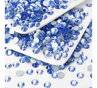 Briskbloom 1440PCS SS4 Crystal Glass Flatback Rhinestones, Round Flat Back Crystal Gems for Nail Art and Craft Clothes, Glue Fix Diamond Stones Light Blue (1.5-1.7mm)