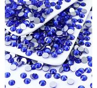 Briskbloom 1440PCS SS4 Crystal Glass Flatback Rhinestones, Round Flat Back Crystal Gems for Nail Art and Craft Clothes, Glue Fix Diamond Stones Sapphire/Royal Blue (1.5-1.7mm)