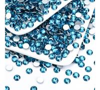 Briskbloom 1440PCS SS6 Crystal Glass Flatback Rhinestones, Round Flat Back Crystal Gems for Nail Art and Craft Clothes, Glue Fix Diamond Stones Blue Zircon/Peacock Blue (1.9-2.0mm)