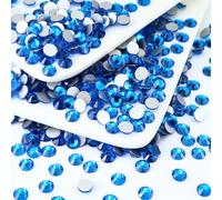 Briskbloom 1440PCS SS6 Crystal Glass Flatback Rhinestones, Round Flat Back Crystal Gems for Nail Art and Craft Clothes, Glue Fix Diamond Stones Capri Blue (1.9-2.0mm)