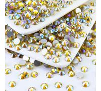 Briskbloom 1440PCS SS6 Crystal Glass Flatback Rhinestones, Round Flat Back Crystal Gems for Nail Art and Craft Clothes, Glue Fix Diamond Stones Citrine/Lemon Yellow AB (1.9-2.0mm)