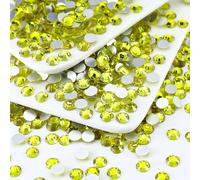 Briskbloom 1440PCS SS8 Crystal Glass Flatback Rhinestones, Round Flat Back Crystal Gems for Nail Art and Craft Clothes, Glue Fix Diamond Stones Citrine/Lemon Yellow (2.3-2.5mm)