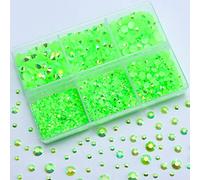 Briskbloom 3000PCS Resin Flatback Rhinestone, 2mm 3mm 4mm 5mm 6mm Peridot AB Flatback Jelly Resin Rhinestones for Tumblers, Mugs, Bottles, Craft Decoration, Bling Glitter Gem Stone, Light Green AB